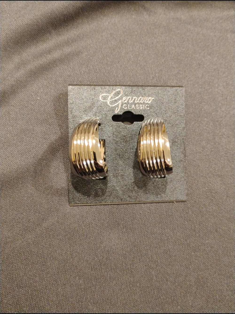 Silver-Tone Ribbed Hoop Earrings